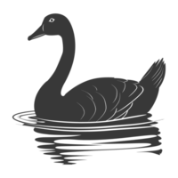 AI generated Silhouette goose animal swim black color only full black color only png