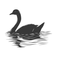 AI generated Silhouette goose animal swim black color only full black color only png