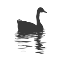 AI generated Silhouette goose animal swim black color only full black color only png