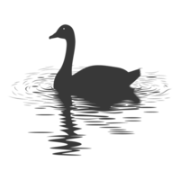 AI generated Silhouette goose animal swim black color only full black color only png