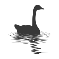 AI generated Silhouette goose animal swim black color only full black color only png