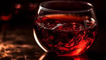 ai generado lujo celebracion whisky, vino, brandy verter dentro elegante vaso generado por ai foto