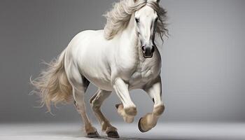 AI generated Running stallion, mane flowing, grace and freedom in motion generated by AI photo