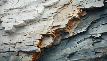Abstract sandstone pattern on eroded cliff, nature beauty in rough stone generated by AI photo