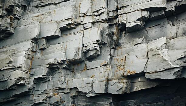 Rock object in nature, close up background pattern, stone material abstract outdoors generated by AI photo