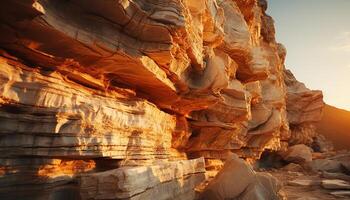 Majestic rock formation, eroded cliff, nature beauty in Antelope Canyon generated by AI photo