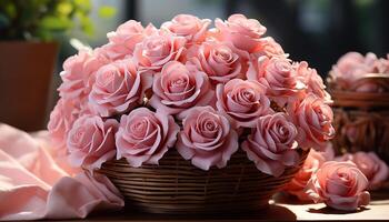 AI generated Freshness and romance in a pink bouquet, a gift of love generated by AI photo