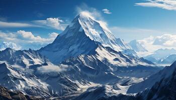 AI generated Majestic mountain peak, snowcapped and tranquil, a breathtaking adventure generated by AI photo