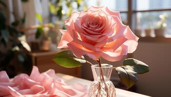 ai generado romántico ramo de flores de Fresco rosado flores trae amor y belleza generado por ai foto