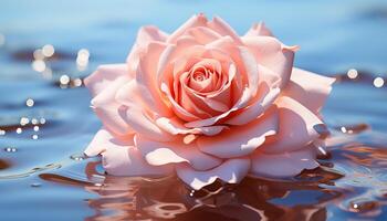 AI generated The beauty of a single flower reflects in the water generated by AI photo