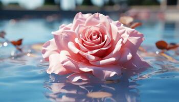 AI generated The pink flower reflects beauty in nature, symbolizing romance generated by AI photo