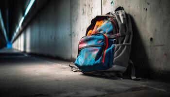 ai generado hombres caminando al aire libre con mochilas, explorador naturaleza, dejando ciudad vida generado por ai foto