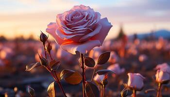AI generated A vibrant yellow flower blossoms in the meadow at dawn generated by AI photo