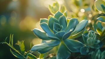 AI generated Vibrant Green Leaf Shines Amidst Sunlit Forest Foliage photo