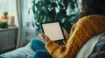 AI generated Engaged Woman Uses Smartphone in Modern Office Setting captured with 50mm Lens photo