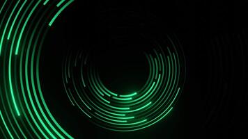 Abstract Green Neon Circular Lines Background video