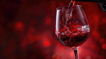 AI generated Close-up of red wine elegantly pouring into a wine glass, capturing the rich hue and texture. Ai Generated. photo