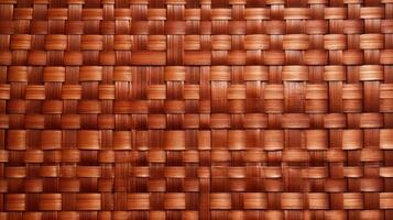 AI generated Brown bamboo weave texture, a nature background with handicraft charm. Ai Generated. photo