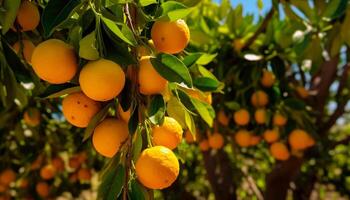 AI generated Freshness and growth in nature vibrant citrus fruit generated by AI photo