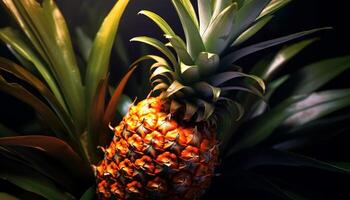 AI generated Freshness and sweetness in a tropical pineapple slice generated by AI photo