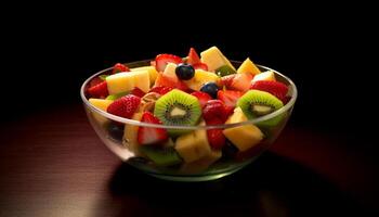 AI generated Freshness and variety in a colorful fruit salad generated by AI photo