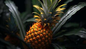 AI generated Freshness and sweetness in a tropical pineapple slice generated by AI photo