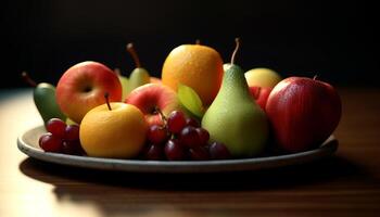 AI generated Freshness and nature on a wooden table generated by AI photo