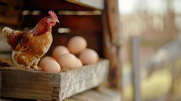 AI generated Fresh eggs gathered at the farm, highlighting locally produced chicken and eggs, Ai Generated photo