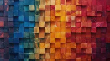 AI generated Wooden blocks create a vibrant and colorful background, Ai Generated. photo