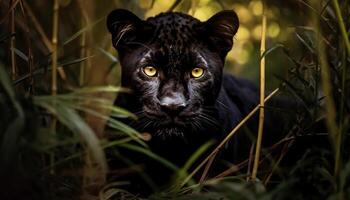 ai generado cerca arriba de un linda Tigre en el bosque generado por ai foto