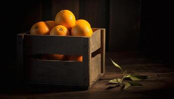 ai generado Fresco agrios Fruta en de madera mesa, sano y orgánico generado por ai foto