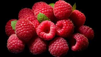 AI generated Freshness of ripe raspberry, a healthy summer snack generated by AI photo