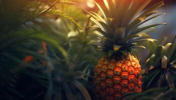 AI generated Freshness and sweetness in a tropical pineapple generated by AI photo