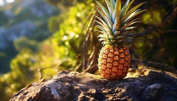 AI generated Fresh pineapple, nature sweet and juicy refreshment generated by AI photo