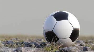 AI generated Explore the intricacy of a 3D rendered soccer ball, where cutting-edge technology meets the world's most beloved sport. Ai Generated. photo