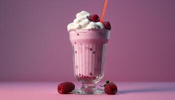 AI generated Freshness and sweetness in a creamy milkshake generated by AI photo