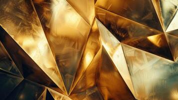 AI generated Shiny gold geometric metal texture adds elegance and sophistication, Ai Generated. photo