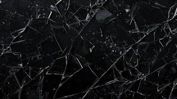 AI generated Shattered glass texture on a black background creates a dramatic effect, Ai Generated. photo