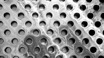 AI generated Abstract stainless steel checker plate with round hole punch, a rugged and industrial background. Ai Generated. photo