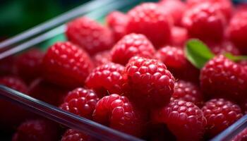 AI generated Freshness and sweetness in a bowl of berry fruit generated by AI photo