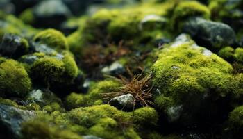 AI generated Green plant growth in nature, close up macro generated by AI photo