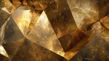 AI generated Shiny gold geometric metal texture adds elegance and sophistication, Ai Generated. photo