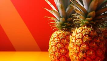 AI generated Freshness and sweetness in a vibrant tropical pineapple generated by AI photo