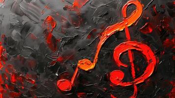 AI generated Captivating abstract painting featuring musical note symbols on a dark background, Ai Generated. photo