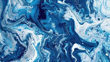 ai generado bucear dentro el fascinante mundo de mármol tinta, dónde vistoso azul patrones crear un resumen y elegante antecedentes. ai generado. foto