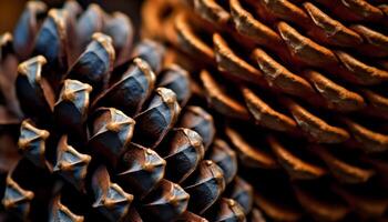 AI generated Close up of a pine cone, nature autumn gift generated by AI photo