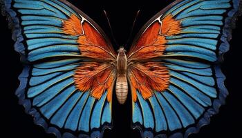 AI generated Vibrant colored butterfly spreads wings in nature generated by AI photo