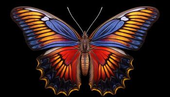 AI generated Butterfly wing, vibrant colors, flying in nature generated by AI photo