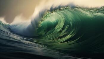 ai generado surf el majestuoso tubería ola, un extremo aventuras generado por ai foto
