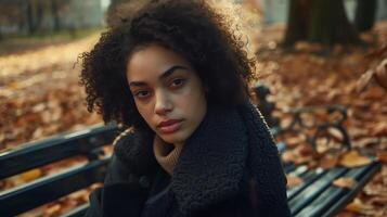 AI generated Young Woman Contemplates Breathtaking Mountain View in Soft Natural Light photo